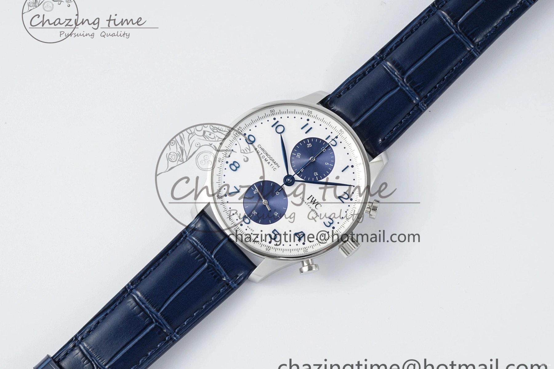 MIROTIME 0205 Portuguese Chrono IW371620 APSF 1:1 Best Edition White Blue Dial on Blue Leather Strap A MultiPurpose 7039